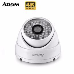 Cameras AZISHN 4K Ultra HD 8MP Security H.265+ Dome IP Camera POE P2P CCTV Outdoor Waterproof Metal 5MP/4MP Camera Video Surveillance