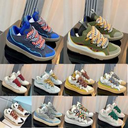 Mesh Lanvinics Casual Shoes Embossed Leather Men Women Platform Sole White Ivory Red Pale Black Blue Green Multi Shoe Designer Sneakers Trainers dhgate