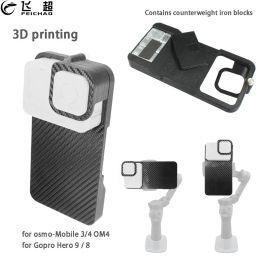 Gimbal 3d Print Handheld Gimbal Adapter for Gopro Hero 9 8 Action Camera Switch Mount Plate Counterweight for Dji Osmo Mobile 4 3 Om4