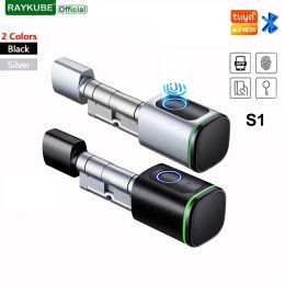 Lock Smart Cylinder Lock With Tuya Bluetooth Fingerprint 13.56mhz IC Card Include CR123A Battery Easy Installation Replace S1