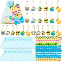 Gift Wrap 72Pcs Summer Key Chains Bag Set Swimming Pool/Watermelon Thanks Tag Sunshine Beach Drink For Baby Shower Wedding Birthday