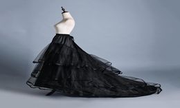 Real Image A Line Black Petticoat Crinoline Layers Wedding Bridal dresses Petticoat Size Sweep Train Underskirt Wedding Acces6612326