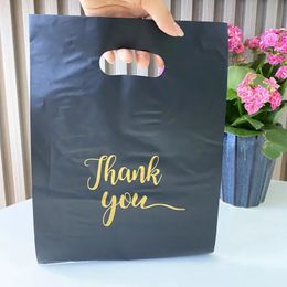 NEW Black Thank You Gift Bag Birthday Bachelorette Party Wedding Gift Packaging Plastic Bag Decoration Small Business Supplies