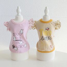 Dog Apparel Stripe Princess Clothes For Small Girl Pink Yellow Summer Pet T Shirt XS XL Cat Coat Vest Puppy Animal Poodle Supply