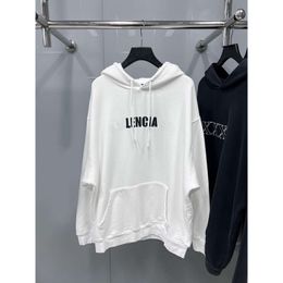 classic loose designer hoodie balencigs Fashion Hoodies Hoody Mens Sweaters High Quality Edition Brushed Fleece Burnt Letter Print Comfortable Mens and Women