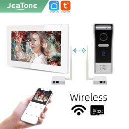 Intercom Jeatone Tuya smart 7 inch WIFI IP Video intercom phone doorbell camera system with wireless WIFI Bridge Box87203