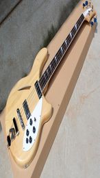 Factory Custom Semihollow natural Wood Color Electric Bass Guitar with White PickguardRosewood FingerboardOffer Customized8500127