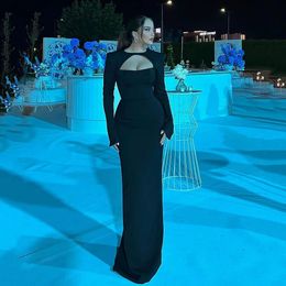 Msikoods Elegant Black Arabia Prom Dresses Mermaid Long Sleeves Muslim Formal Evening Dresses Women Party Gowns 2024 240328