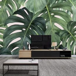 Wallpapers Milofi Nordic Style Big Picture Tropical Leaf Banana Small Fresh Background Wall