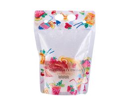 500ml Fruit pattern Plastic Drink Packaging Bag Pouch for Beverage Juice Milk Coffee with Handle and Holes for Straw LX04623034318
