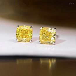 Stud Earrings White Gold Plating S925 Sterling Sliver Earring Clip Hook 5A Yellow Gemestone For Women Wedding Gift Valentine's Jewellery