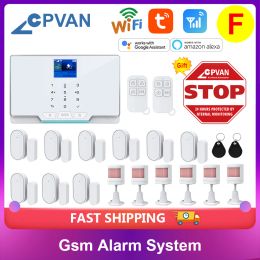 Kits Tuya Smart Wifi Gsm Alarm System 11 Languages 433MHz Home Burglar Security Alarm With Motion Sensor Detector Compatible Alexa