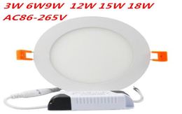 Dimmable Round Led Panel Light SMD 2835 3W 6W 9W 12W 15W 18W110240V Led Ceiling Recessed down lamp SMD2835 downlight driver7718533