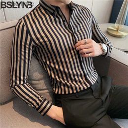Men's Casual Shirts 2023 Spring Mens Dress Vertical Stripe Shirt Ultra Thin Mens Casual Long sleeved Mens Chemical Mens Tailcoat Shirt yq240408