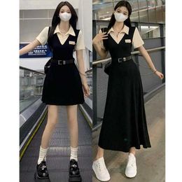 American Style Lapel Temperament Short Sleeved Dress for Women in Large Sizes Waist Up Slimming Academic Sexy a Summer