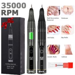 Drills Professional Wireless 35000RPM Rechargeable Electric Nail Drill Machine Multifunctional Nail Polishing Manicure Machine Supplies