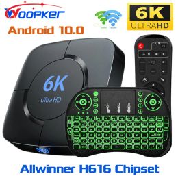 Box Woopker Android 10.0 Smart TV Box 6K 3D 2.4G 5G Wifi Voice Assistant 4GB RAM 32G 64G Set Box with H616 Chipset