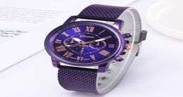 SHSHD Brand Geneva Mens Watch Contracted Double Layer Quartz Watches Plastic Mesh Belt Wristwatches Colourful Choice Gift8692410