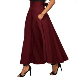 Skirts Casual Ladies Ankle Length High Waist Pockets Solid Classic All Match Elegant A-Line Skirt Mini For Women