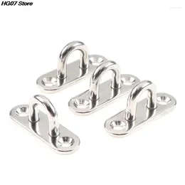 Hooks 4 Pcs Stainless Steel Oblong Pad Eye Plate Staple Ring Hook Loop U-Shaped Design Screws Mount Hanger