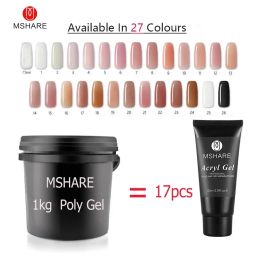 Gel MSHARE Poly Acrylic Gel Hard Thick Acrylgel 1kg Camouflage Builder Nail Extension Gel Nails UV LED Acryl