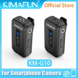 Microphones KIMAFUN 2.4G Lavalier Wireless Microphone System Transmitter Kit Vlog Video Recording Interview Mic for DSLR Camera Smartphone