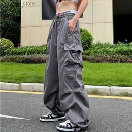 Women's Jeans Summer Black Pants Womens Strwear Extra Large Pocket Cargo Trousers Harajuku Wide Leg Pocket Sports Pants Womens Y240408