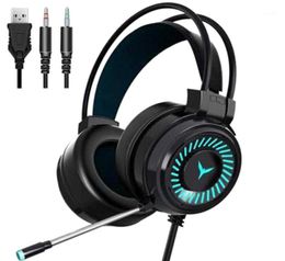 Gamer Headsets Gaming Headphones With Mic Surround Sound Stereo USB Colourful Light Wired Earphones For PC Laptop18960011