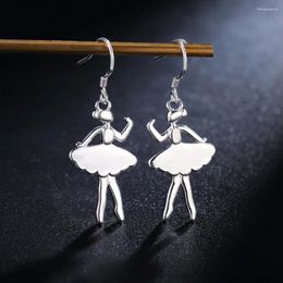 Dangle Earrings Pure Silver Plated Dancing Girl Drop For Women Fine Party Brands Jewellery Student Christmas Gifts