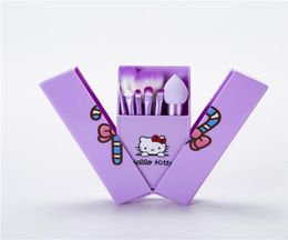 New arrival Kitty Makeup Brush 8 pieces Professional Makeup Brushes set Kit Pink purple blue fast 1758324