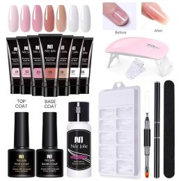 Dresses Nail Gel Set Nail Art Kit Led Lamp Full Manicure Set Quick Extension Nail Kit Gel Building Polygels Set 6w Gel Nail Polish Set