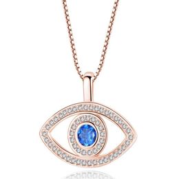 Pendant Necklaces Blue Evil Eye Necklace Luxury Crystal Cz Clavicle Sier Rose Gold Jewellery Third Zircon Fashion Drop Delivery Pendants Ottmz