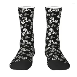 Men's Socks White Breton Triskels On Black Men Women Crew Unisex Novelty 3D Print Breizh Bretagne Brittany Dress