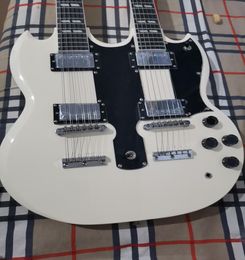 Double neck 12string electric guitar China factorymade milky white7771073