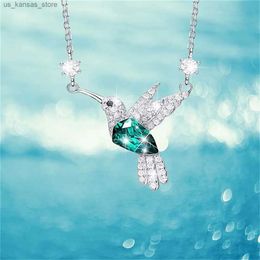 Pendant Necklaces Fashionable Crystal Hummingbird Pendant Necklace Exquisite Shining Zircon Animal Necklace Womens Wedding Party Jewelry Gift5DNN