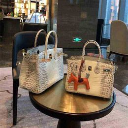 Leather Bk Designer Handbag Genuine 2024 New Official Website Emma Ladies Bag Tplatinum Crocodile Bucket 9F0L