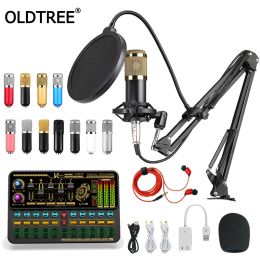 Microphones External USB BM800K500 Bluetooth Sound Card Condenser Microphone Set Mixer Studio Live Gaming for Phone Computer YouTube TikTok