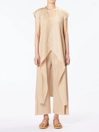 Casual Dresses Miyake Pleated Vest Neckline Cardigan Long Dress