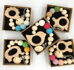 INS Wood Dummy Clip Beech Animal Cartoon Pendant Pacifier Holder Newborn Baby Dummy Clips Wooden Teether Pacifier Clip Teething To3411208