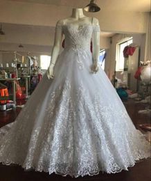 2020 Ball Gown Wedding Dresses off shoulders full lace appliques Chapel Train Modest Weddimg Bridal Gowns4479011