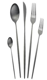 30PcsSet Black Dinnerware Set 304 Stainless Steel Cutlery Set Knife Fork Spoon Dinner Set Western Matte Silverware Flatware T20045667441