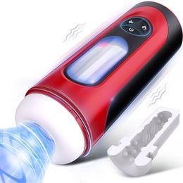 Automatic Male Masturbators Adult Sex Toys for Men,Pocket Pussy with 10 Vibration LED Ambient Light, Penis Pump Male Stroker Adult Men, Soft TPE