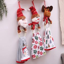 Decorative Plates Christmas Tree Pendants Towel Hanging Ring Racks Holder For Bathroom Santa Claus Elk Rag Decorations Home Kitchen
