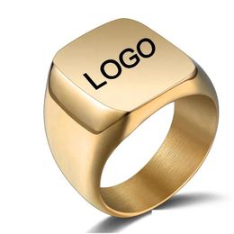 Band Rings Stainless Steel Engrave Logo Name Custom Fashion Jewellery Wholesale Ring Punk For Men Drop Delivery Dhwvr