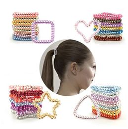 Telephone Wire Cord Coil Hair Tie Band Rubber Ring Rope Heart Star Triangle Shape Woman Elastic Stretchy Girl Holder Bracelet Acce7459903