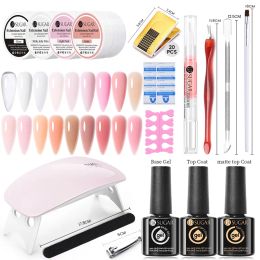 Kits UR SUGAR 15ml Clear Nude Pink Extension Gel Set With LED Nail Lamp Hard Gel Semi Permanent Varnish Manicure UV LED Nail Art