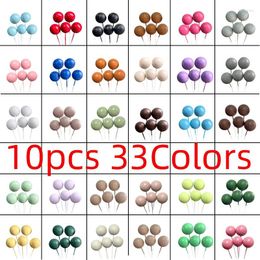 Party Supplies 10pcs Colorful Balls Cake Toppers Christmas Ball Bohemian Style Silver Golden For Birthday Baby Shower Decorations