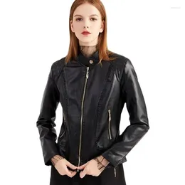 Women's Jackets Fashion Spring Fall Winter Women Slim PU Leather Jacket Office Lady Outdoor Motorcycle Clothes Casual Coat Girl Party Gift