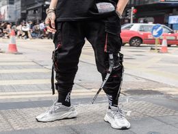 MarchWind Letter Ribbons Hip Hop Joggers Cargo Pants For Men Block Hit Colour Pocket Track Pants Male Casual Trousers Sweatpants St8997131