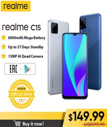realme C15 Global Version Smartphone 4GB RAM 64GB ROM 6000mAh Big Battery Quick Charge Mobile phone 65inch Android Telephone7957926
